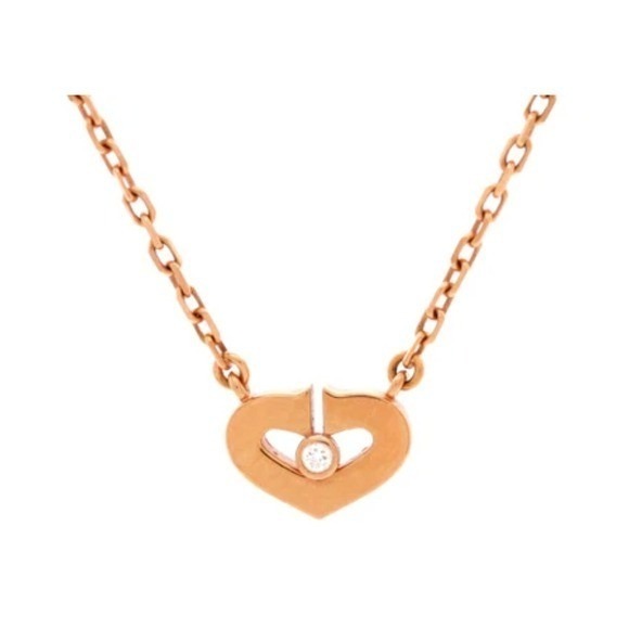 Cartier Jewelry - CARTIER C Heart 18K Rose Gold Diamond Necklace 15.25" | AUTHENTICATED